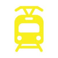 eps10 gul vektor spårvagn ikon eller logotyp i enkel platt trendig modern stil isolerad på vit bakgrund