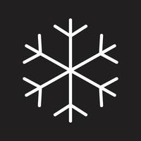 eps10 vit vektor snöflinga ikon eller logotyp i enkel platt trendig modern stil isolerad på svart bakgrund