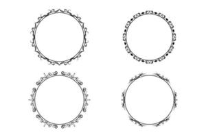 blommig handritning cirkel ram set, blom ram set, gratis vektor