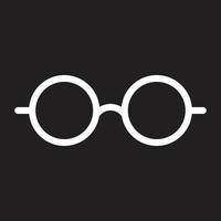 eps10 vit vektor rund glasögonikon eller logotyp i enkel platt trendig modern stil isolerad på svart bakgrund