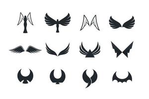 vinge och ängel ikoner set