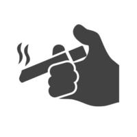 schwarzes Symbol für Zigarettenglyphe halten vektor