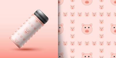 Schwein Musterdesign mit Flasche vektor