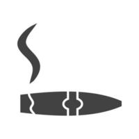 beleuchtete Zigarre Glyphe schwarzes Symbol vektor