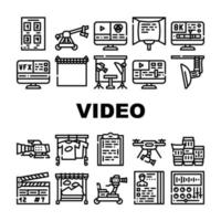 Symbole für Videoproduktion und -erstellung setzen Vektor