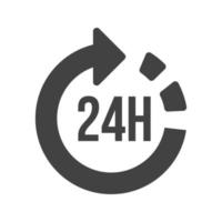 24 timmars service glyph svart ikon vektor