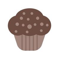 Schokoladen-Cupcake flache mehrfarbige Ikone vektor