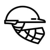 hjälm cricket spelare huvud skydda tillbehör linje ikon vektor illustration