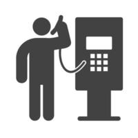 Münztelefon Glyphe schwarzes Symbol vektor