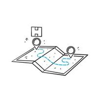 handritad doodle leverans pin plats destination illustration vektor