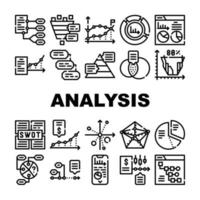 dataanalys diagram samling ikoner set vektor