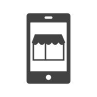 Glyphe schwarzes Symbol für mobiles Einkaufen vektor