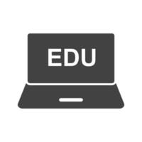 Bildung auf Laptop Glyphe schwarzes Symbol vektor