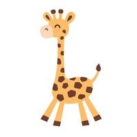 vektor illustration av liten rolig söt giraff i platt stil isolerad på vit bakgrund. baby giraff för barn