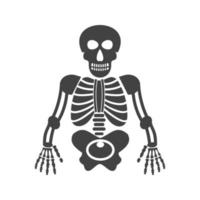 mänskligt skelett glyf svart ikon vektor
