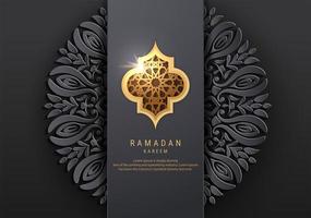 dunkelgrauer verzierter Ramadan-Kareem-Gruß vektor