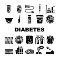 Symbole für die Sammlung von Diabetes-Krankheitsbehandlungen setzen Vektor