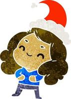 Weihnachts-Retro-Cartoon von kawaii Mädchen vektor