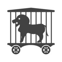 Löwe im Käfig Glyphe schwarzes Symbol vektor