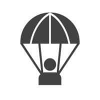 Schwarzes Symbol für Fallschirmspringer-Glyphe vektor