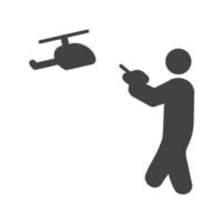 Spielen mit dem schwarzen Symbol der Helikopter-Glyphe vektor