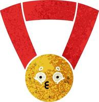 Cartoon-Goldmedaille im Retro-Illustrationsstil vektor