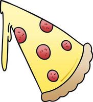 skurriles farbverlaufsschattiertes cartoon-stück pizza vektor