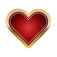 Herzkartenanzug-Symbol für Casino mit Goldrand, Sternen und Diamantrahmen vektor