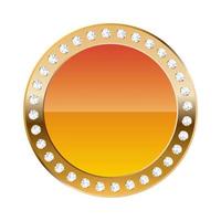 orangefarbener runder Rand mit goldenem Rahmen und Diamanten vektor
