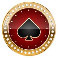 Goldener Casino-Chip mit Kartenanzug-Piks vektor