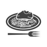 Spaghetti Bolognese Glyphe schwarzes Symbol vektor