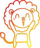 warme Gradientenlinie Zeichnung lachender Löwe Cartoon vektor