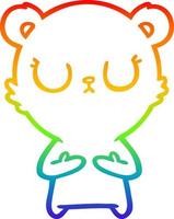 Regenbogen-Gradientenlinie, die friedliches Cartoon-Bärenjunges zeichnet vektor