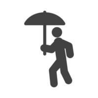 Wandern im Regen Glyphe schwarzes Symbol vektor