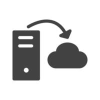 Glyphe schwarzes Symbol für Server-zu-Cloud-Übertragung vektor