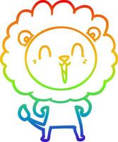 Regenbogen-Gradientenlinie, die lachenden Löwen-Cartoon zeichnet vektor