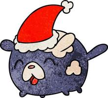 weihnachten strukturierte karikatur von kawaii hund vektor