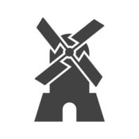 Schwarzes Symbol für Windmühlen-Glyphe vektor