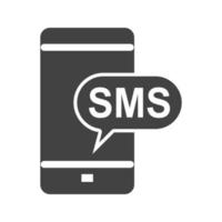 sms-avisering glyf svart ikon vektor