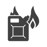 Kraftstoff zum Feuer Glyphe schwarzes Symbol vektor