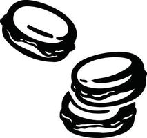 macaron-kekse, kuchendessert, handgezeichnete illustration vektor