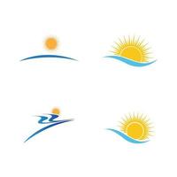 Meerwasserwelle und Sonne Symbol Vektor Illustration Design Logo - Vektor