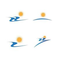 Meerwasserwelle und Sonne Symbol Vektor Illustration Design Logo - Vektor