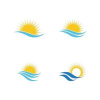 Meerwasserwelle und Sonne Symbol Vektor Illustration Design Logo - Vektor