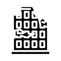 förstört hus glyf ikon vektor illustration