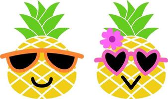 sommar ananas vektor bunt, ananas frukt med solglasögon, barn, pojke och flicka