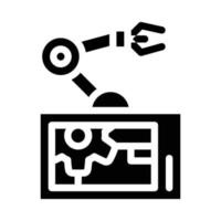 Roboterarm-Mechanismus Glyphen-Symbol-Vektor-Illustration vektor