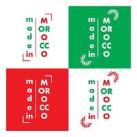 logotyp gjord i Marocko med röda och gröna färger av marockanska flaggan. vektor illustration. isolerad logotyp som en gummistämpel.