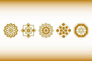 arabisches Muster abstraktes Icon-Set. abgerundeter symbolsatz, vektorspirographen. luxuriöses abstraktes geometrisches formlogo, konzeptvektorsatz. vektor