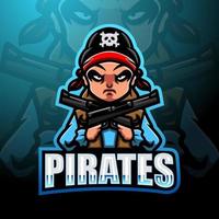logotypdesign för piratpojke esport maskot vektor